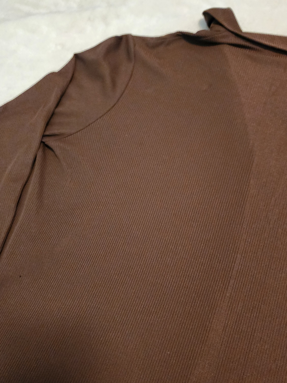Relaxed Ribbed Button-Front Long Brown Top Dress Loungewear Size 42 - Picture 11 of 13